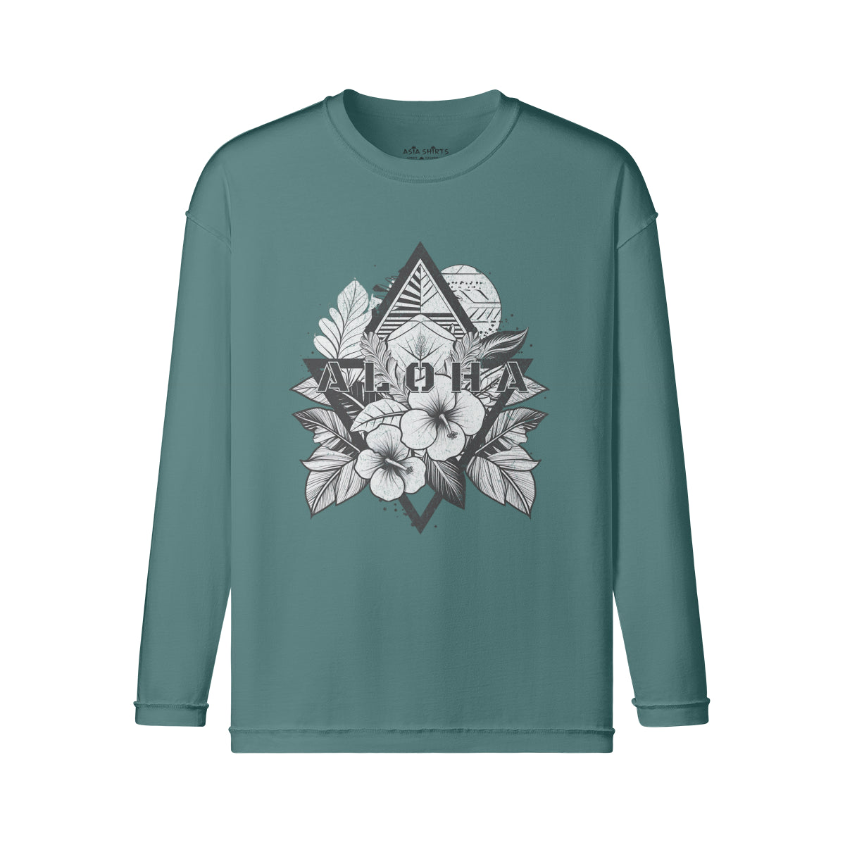 Vintage Langarmshirt im Streetwear look mit ALOHA print-ASIA-Shirts