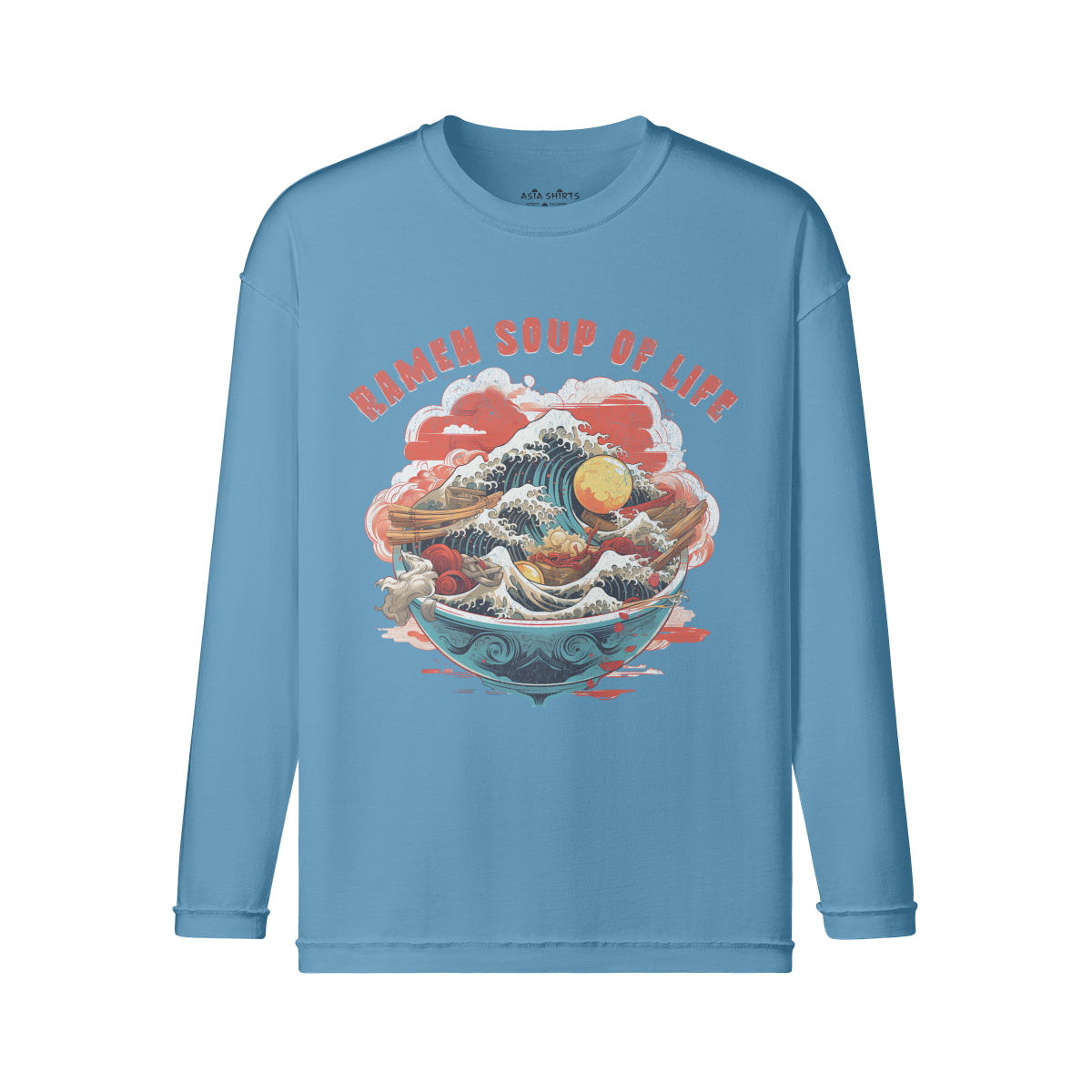 Vintage Langarmshirt im Streetwear look mit Ramen "Soup of Life" print-ASIA-Shirts