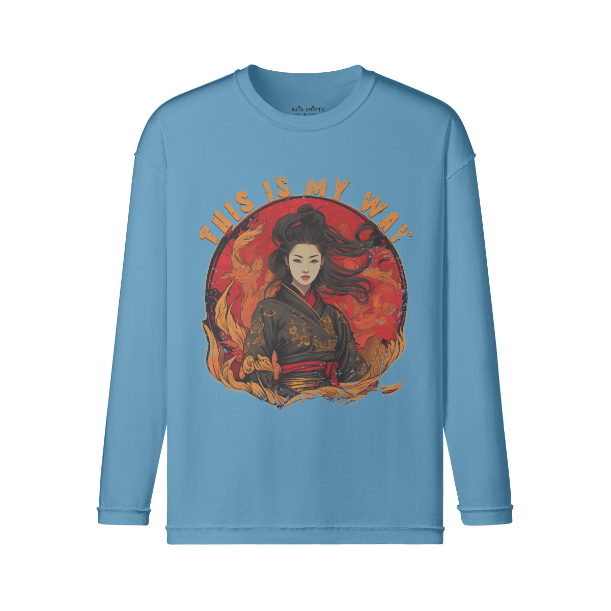 Vintage Langarmshirt im Streetwear look mit Geisha print "This is my Way"-ASIA-Shirts