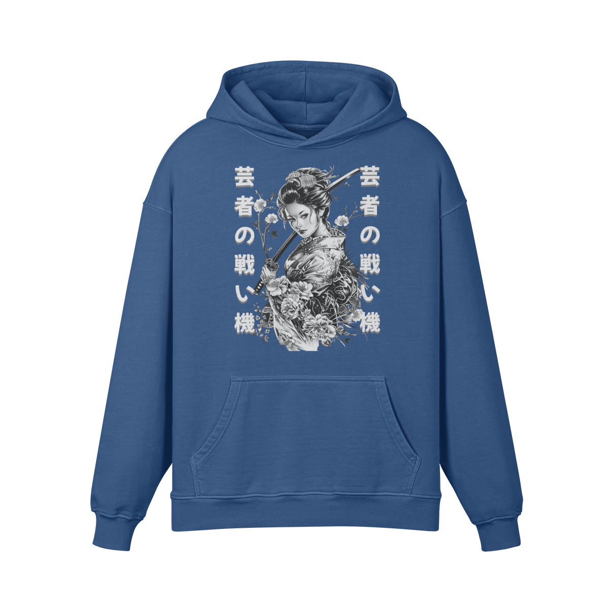 Premium Hoodie washed out look Geisha mit Schwert print-ASIA-Shirts