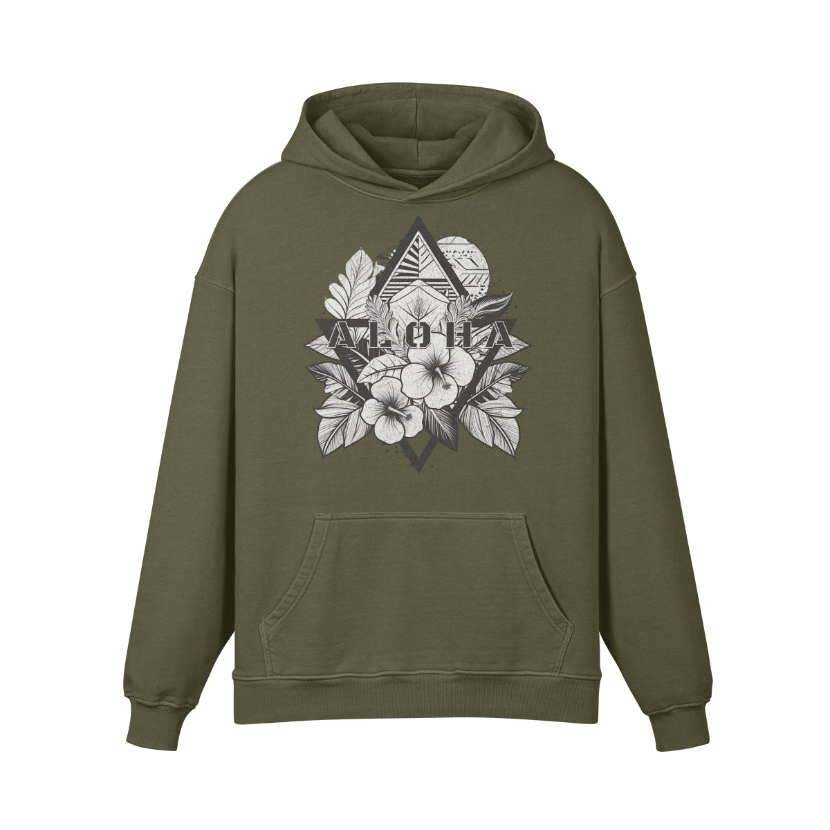 Premium Hoodie washed out look "ALOHA" print-ASIA-Shirts