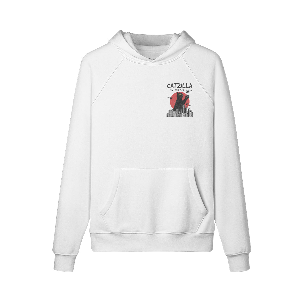Kuscheliger Hoodie mit super coolem Catzilla Rückenprint-ASIA-Shirts