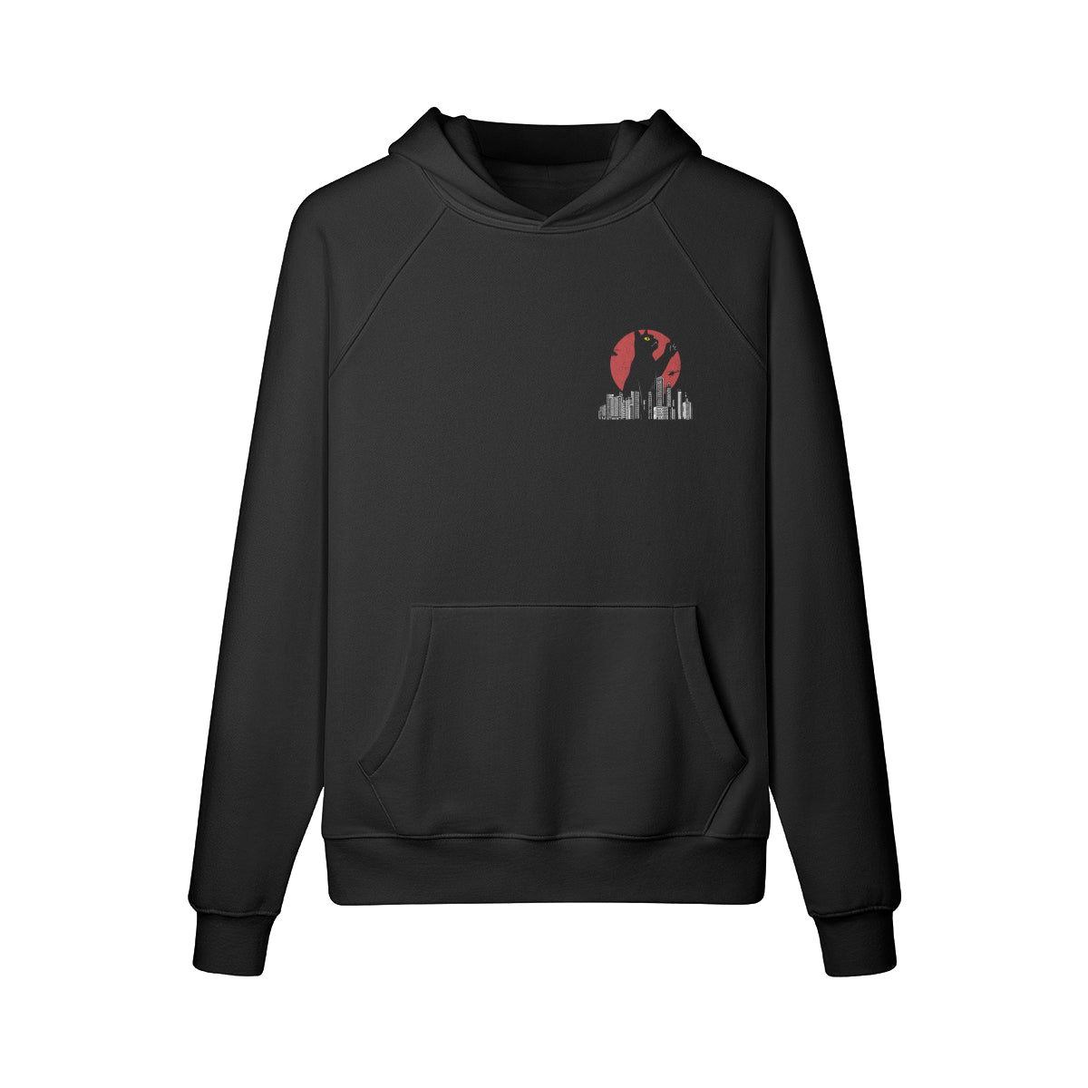 Kuscheliger Hoodie mit super coolem Catzilla Rückenprint-ASIA-Shirts