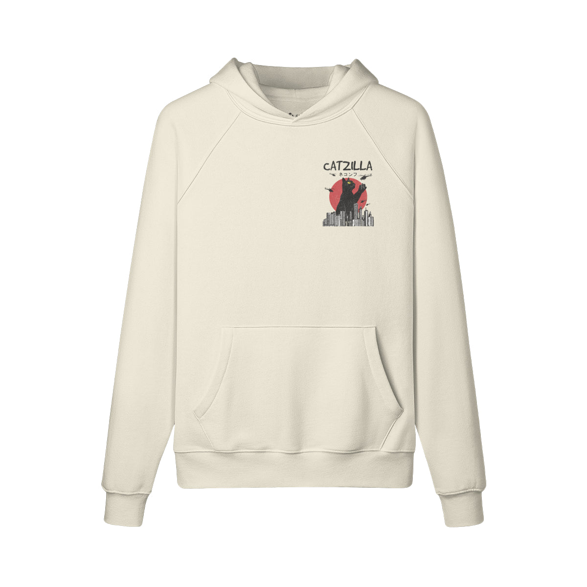 Kuscheliger Hoodie mit super coolem Catzilla Rückenprint-ASIA-Shirts