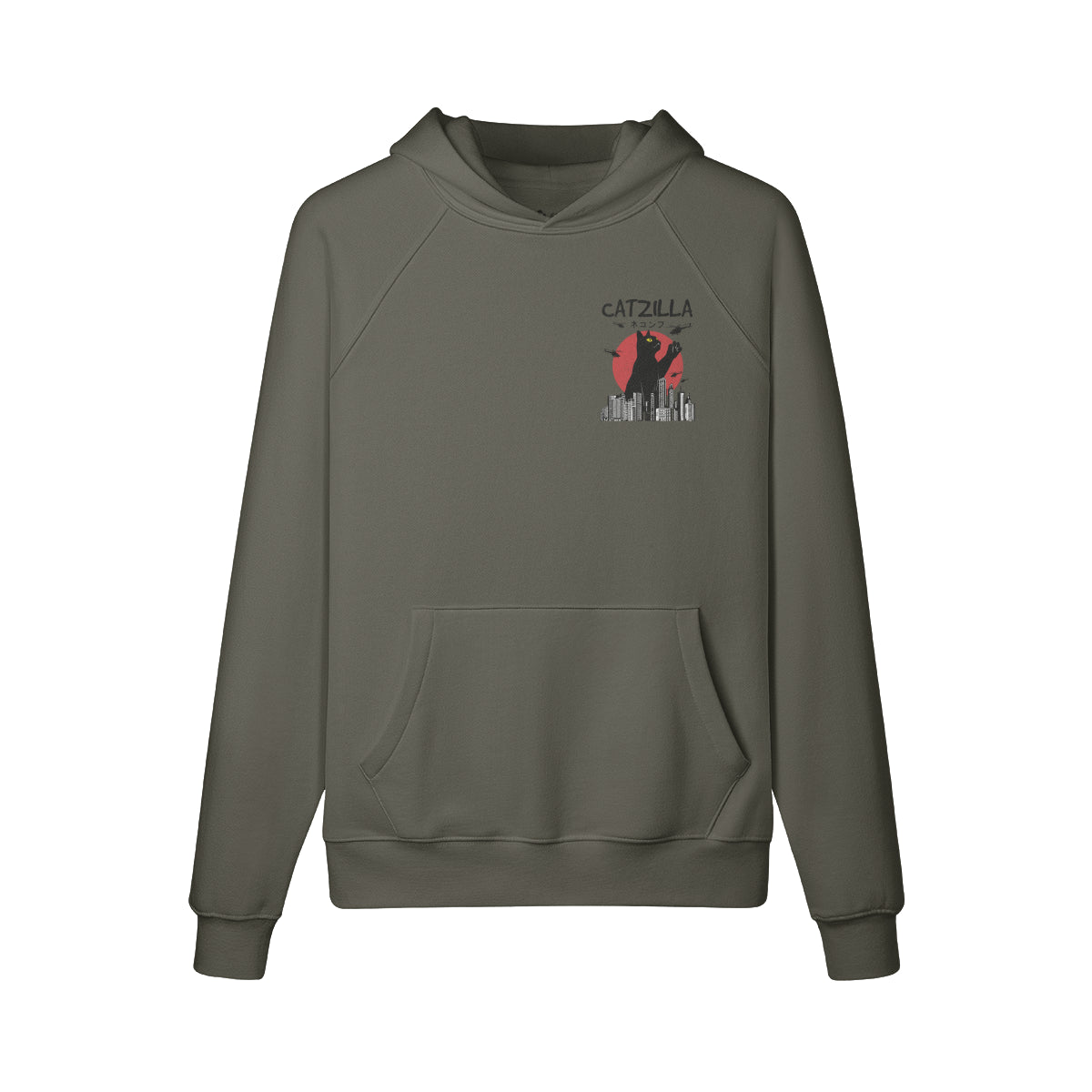 Kuscheliger Hoodie mit super coolem Catzilla Rückenprint-ASIA-Shirts