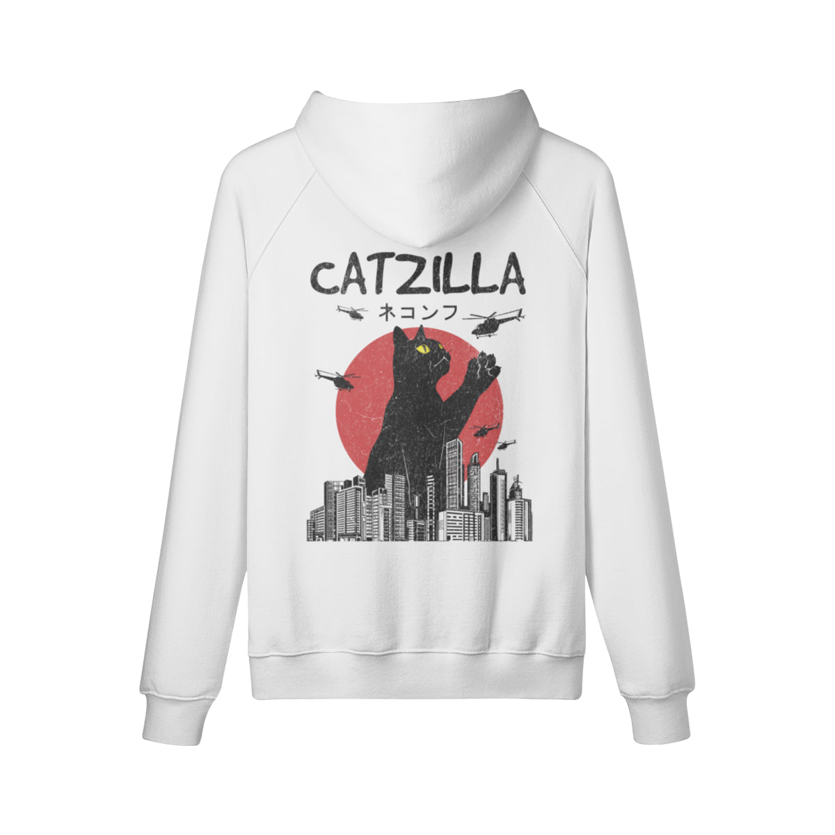 Kuscheliger Hoodie mit super coolem Catzilla Rückenprint-ASIA-Shirts