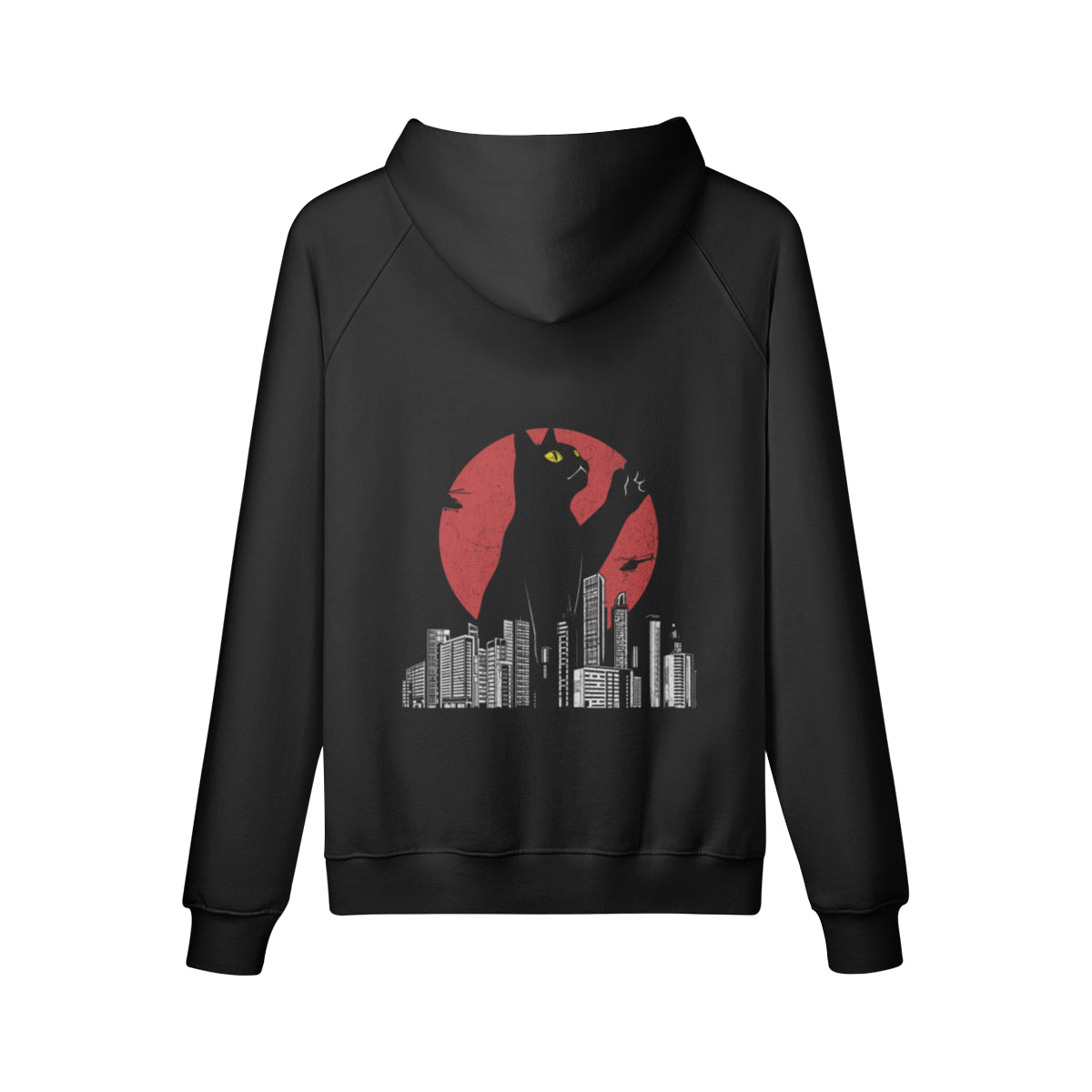 Kuscheliger Hoodie mit super coolem Catzilla Rückenprint-ASIA-Shirts