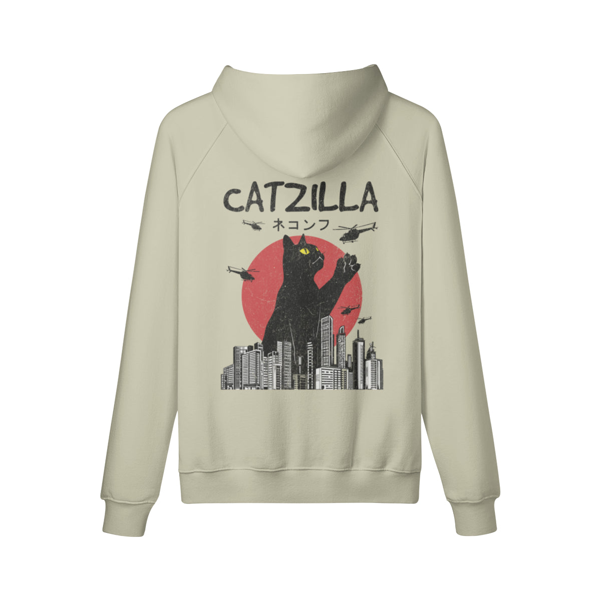 Kuscheliger Hoodie mit super coolem Catzilla Rückenprint-ASIA-Shirts