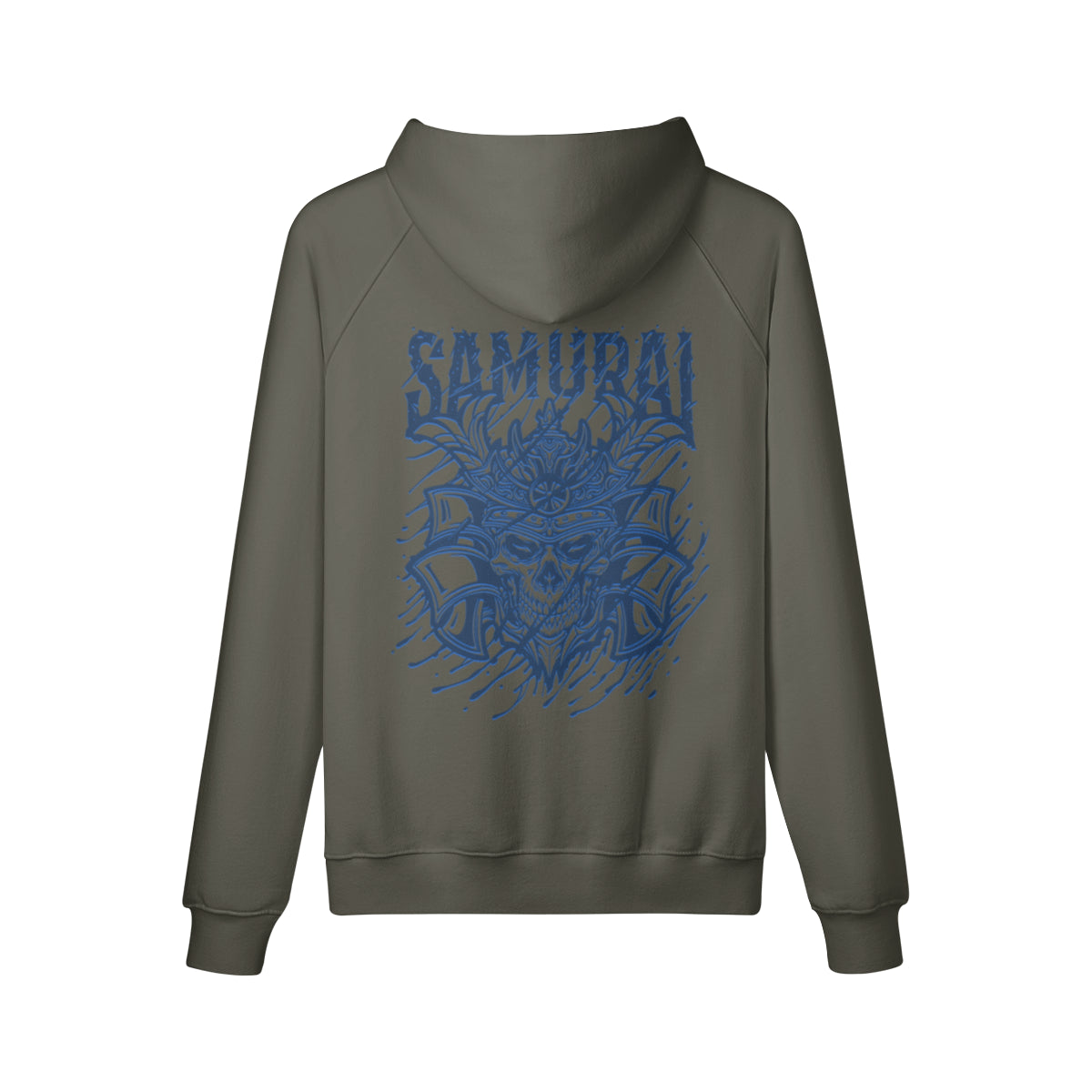 Kuscheliger Hoodie mit blauem Samurai print-ASIA-Shirts