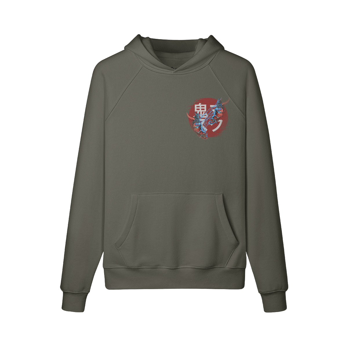 Kuscheliger Hoodie Innenseite mit Sweatfleece Oni Mask-ASIA-Shirts