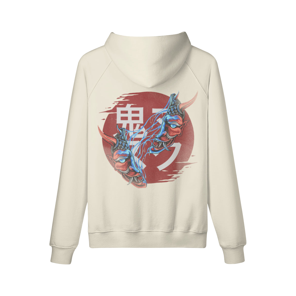 Kuscheliger Hoodie Innenseite mit Sweatfleece Oni Mask-ASIA-Shirts