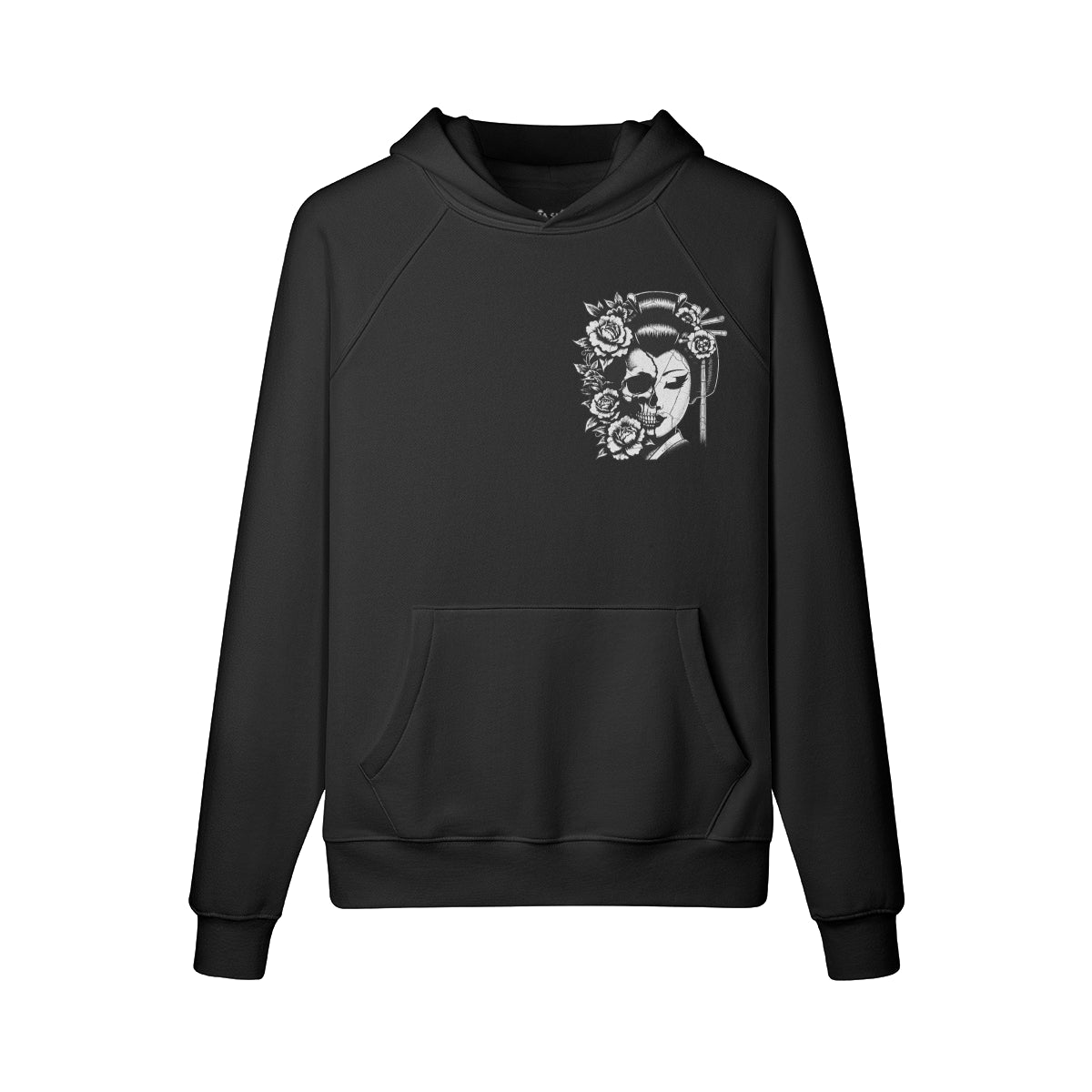 Kuscheliger Hoodie Innenseite mit Sweatfleece Skull Geisha print-ASIA-Shirts
