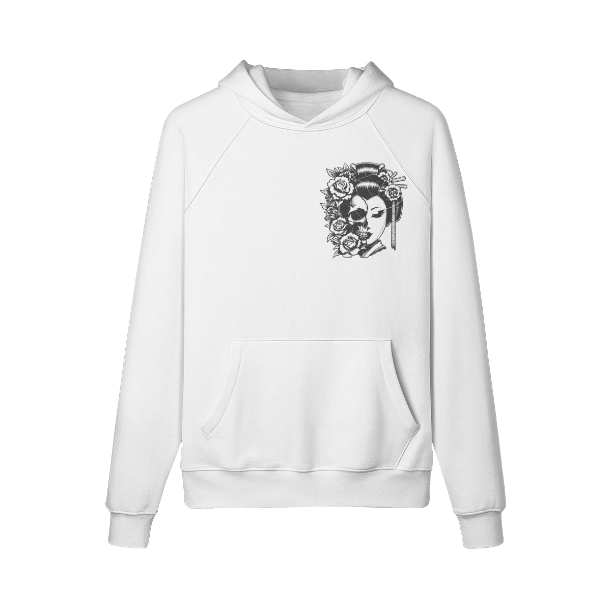 Kuscheliger Hoodie Innenseite mit Sweatfleece Skull Geisha print-ASIA-Shirts