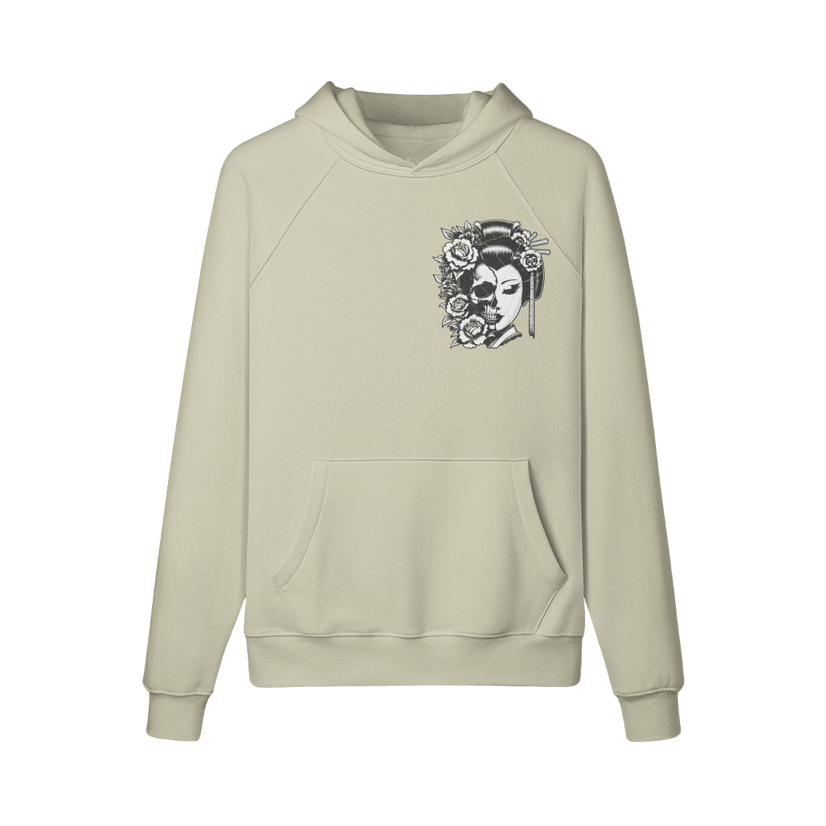 Kuscheliger Hoodie Innenseite mit Sweatfleece Skull Geisha print-ASIA-Shirts