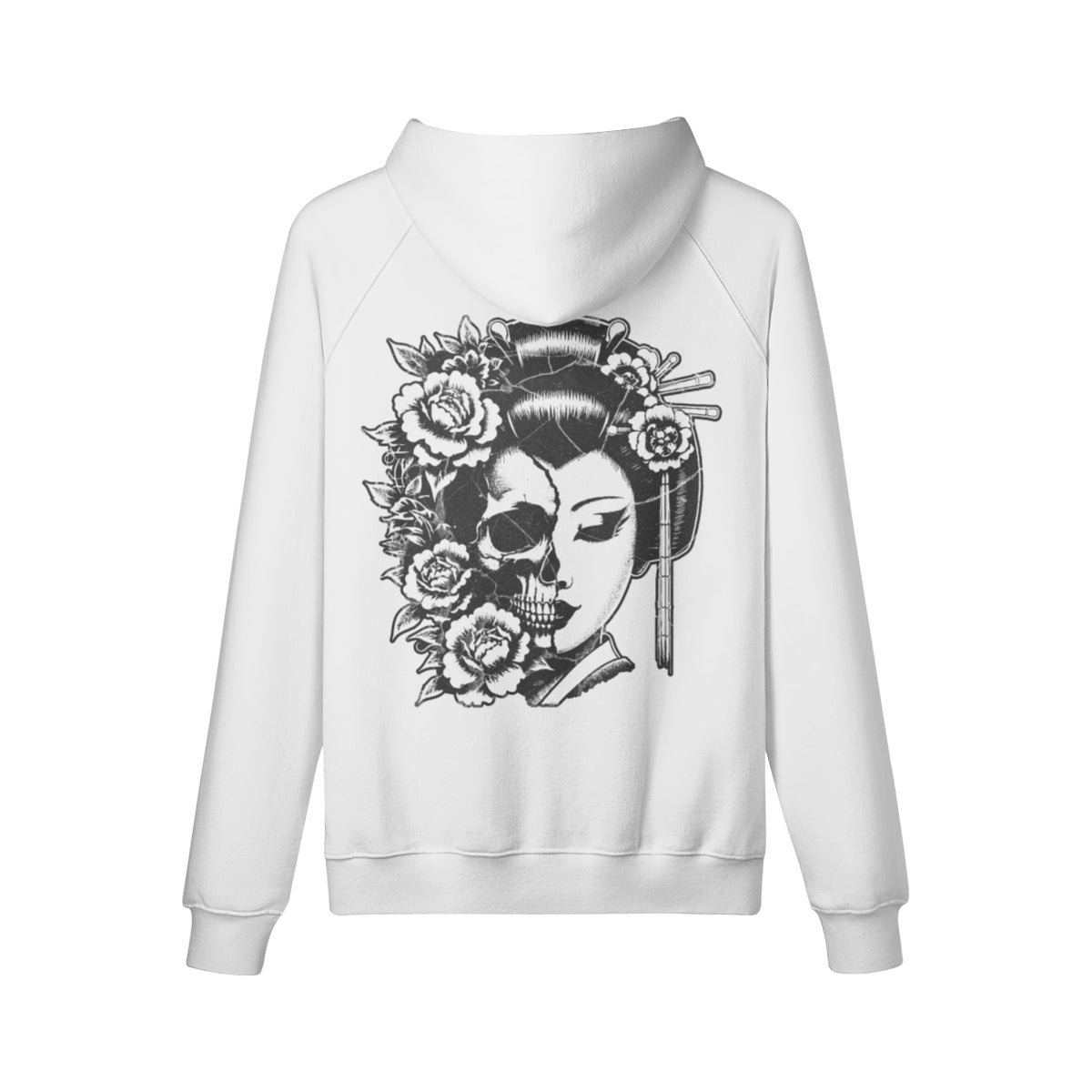 Kuscheliger Hoodie Innenseite mit Sweatfleece Skull Geisha print-ASIA-Shirts