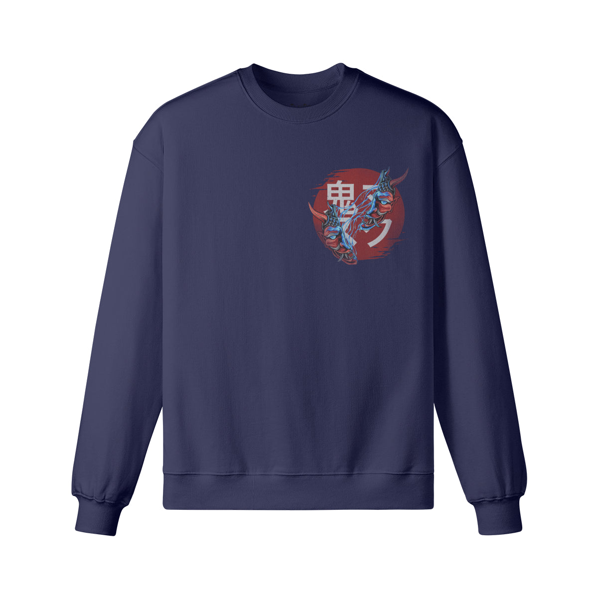 Heavyweight Oversized Sweatshirt Oni Mask Japan Kunst-ASIA-Shirts