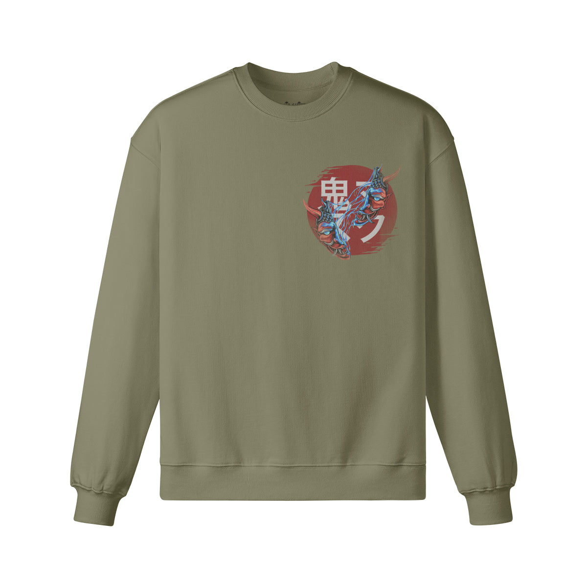 Heavyweight Oversized Sweatshirt Oni Mask Japan Kunst-ASIA-Shirts