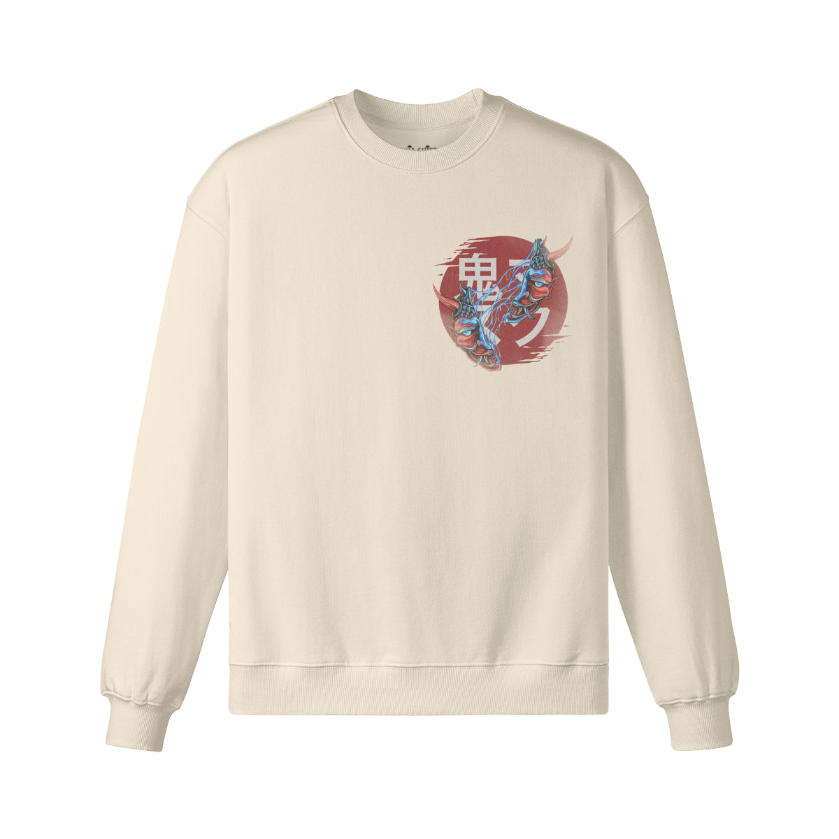 Heavyweight Oversized Sweatshirt Oni Mask Japan Kunst-ASIA-Shirts