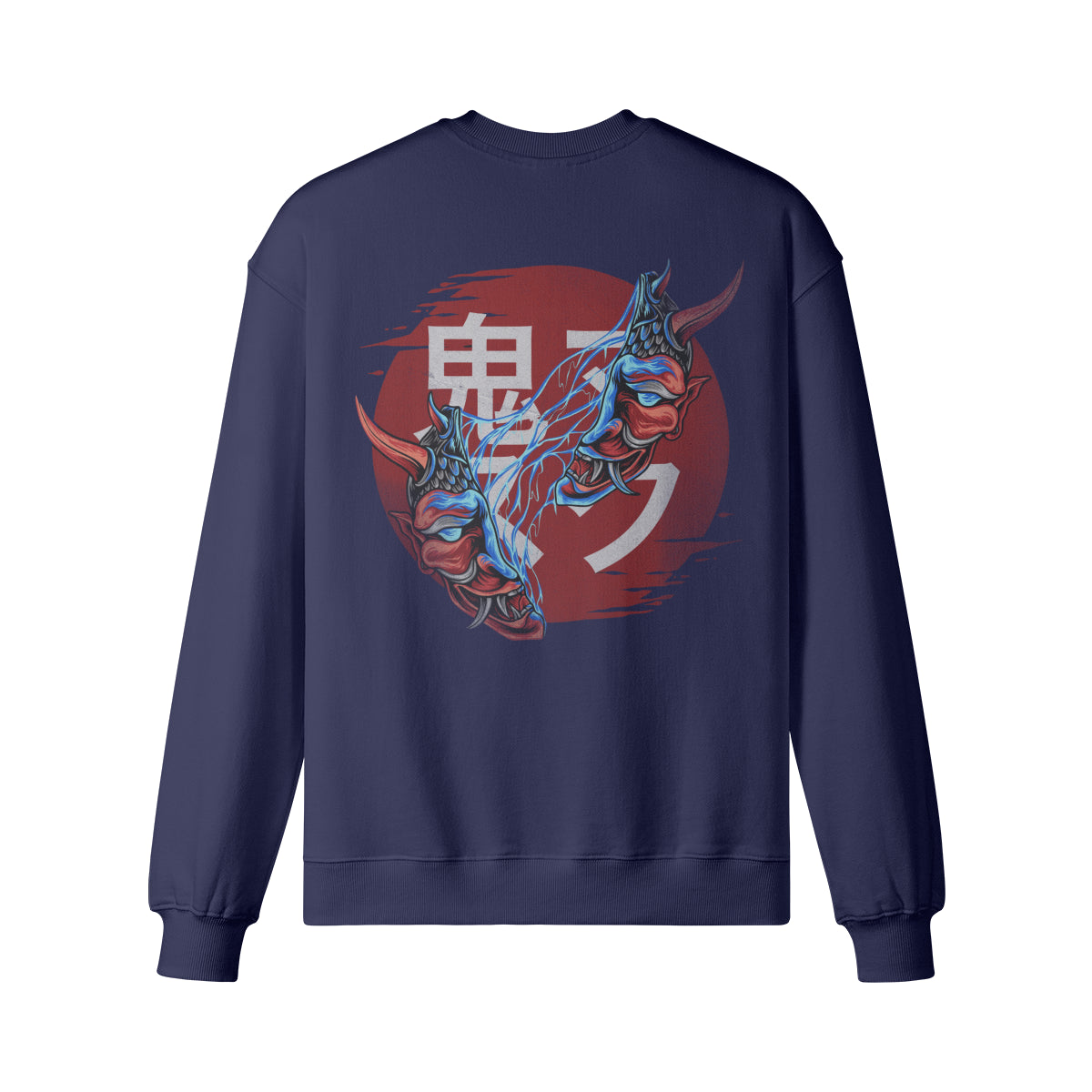 Heavyweight Oversized Sweatshirt Oni Mask Japan Kunst-ASIA-Shirts