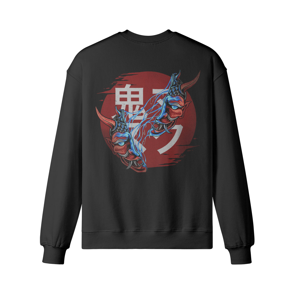 Heavyweight Oversized Sweatshirt Oni Mask Japan Kunst-ASIA-Shirts