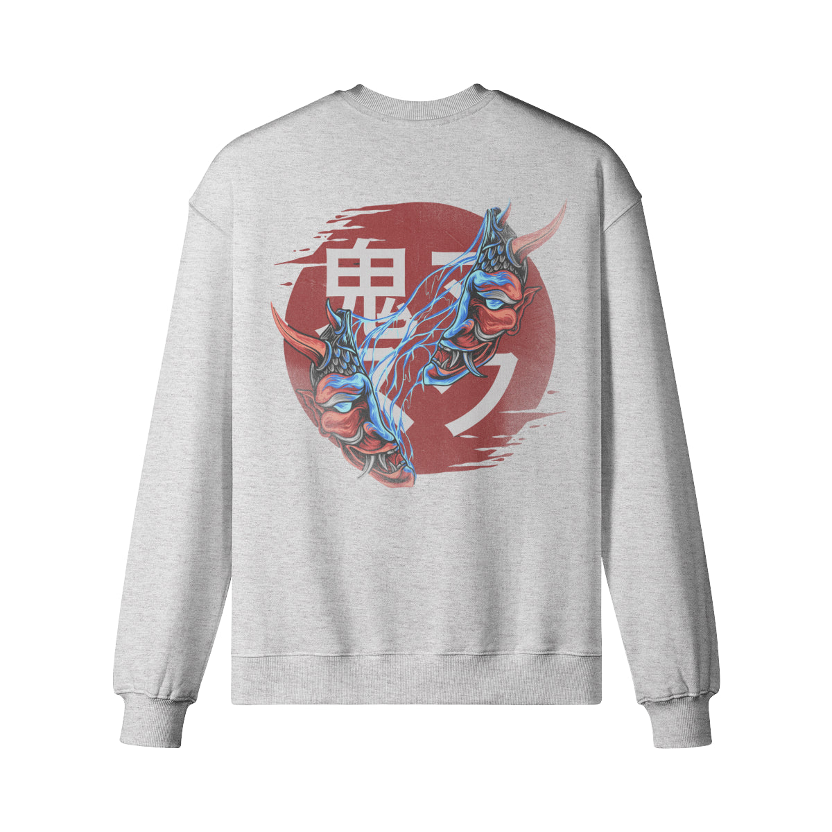 Heavyweight Oversized Sweatshirt Oni Mask Japan Kunst-ASIA-Shirts