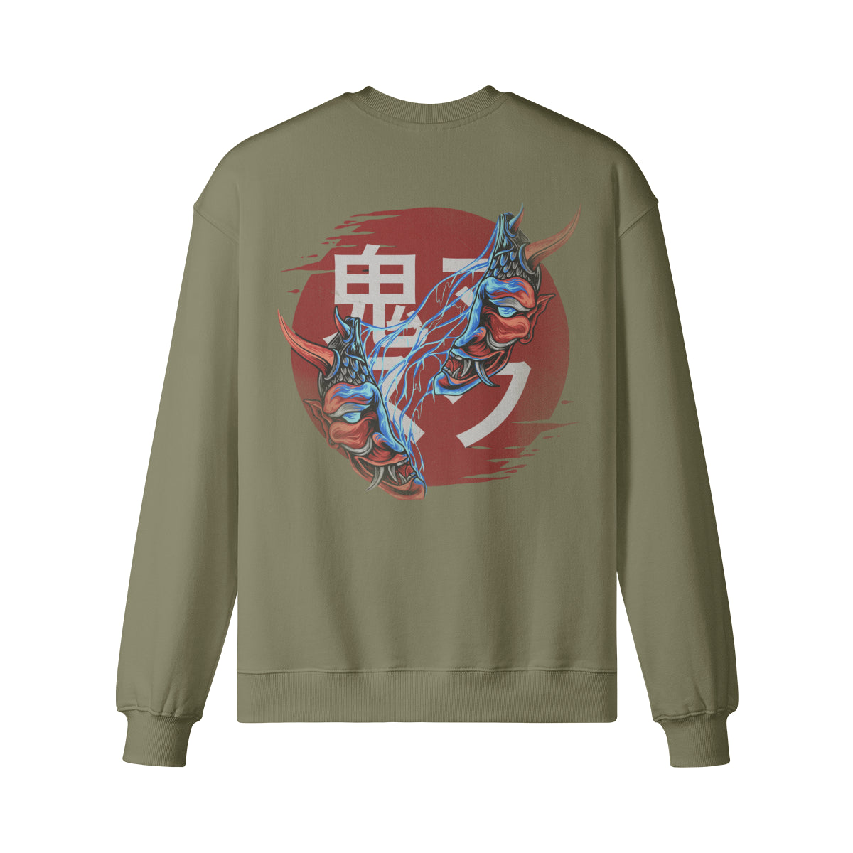 Heavyweight Oversized Sweatshirt Oni Mask Japan Kunst-ASIA-Shirts