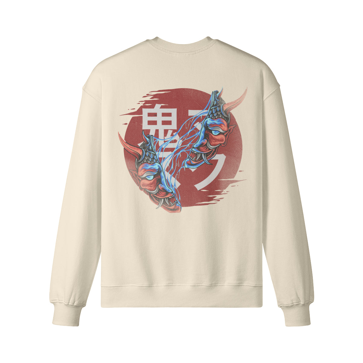 Heavyweight Oversized Sweatshirt Oni Mask Japan Kunst-ASIA-Shirts