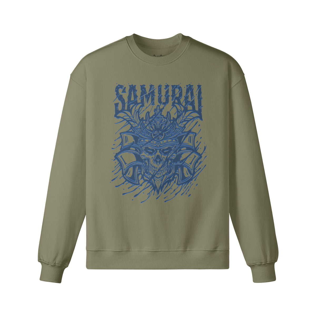 Heavyweight Oversized Sweatshirt blauer Samurai Japan Kunst-ASIA-Shirts
