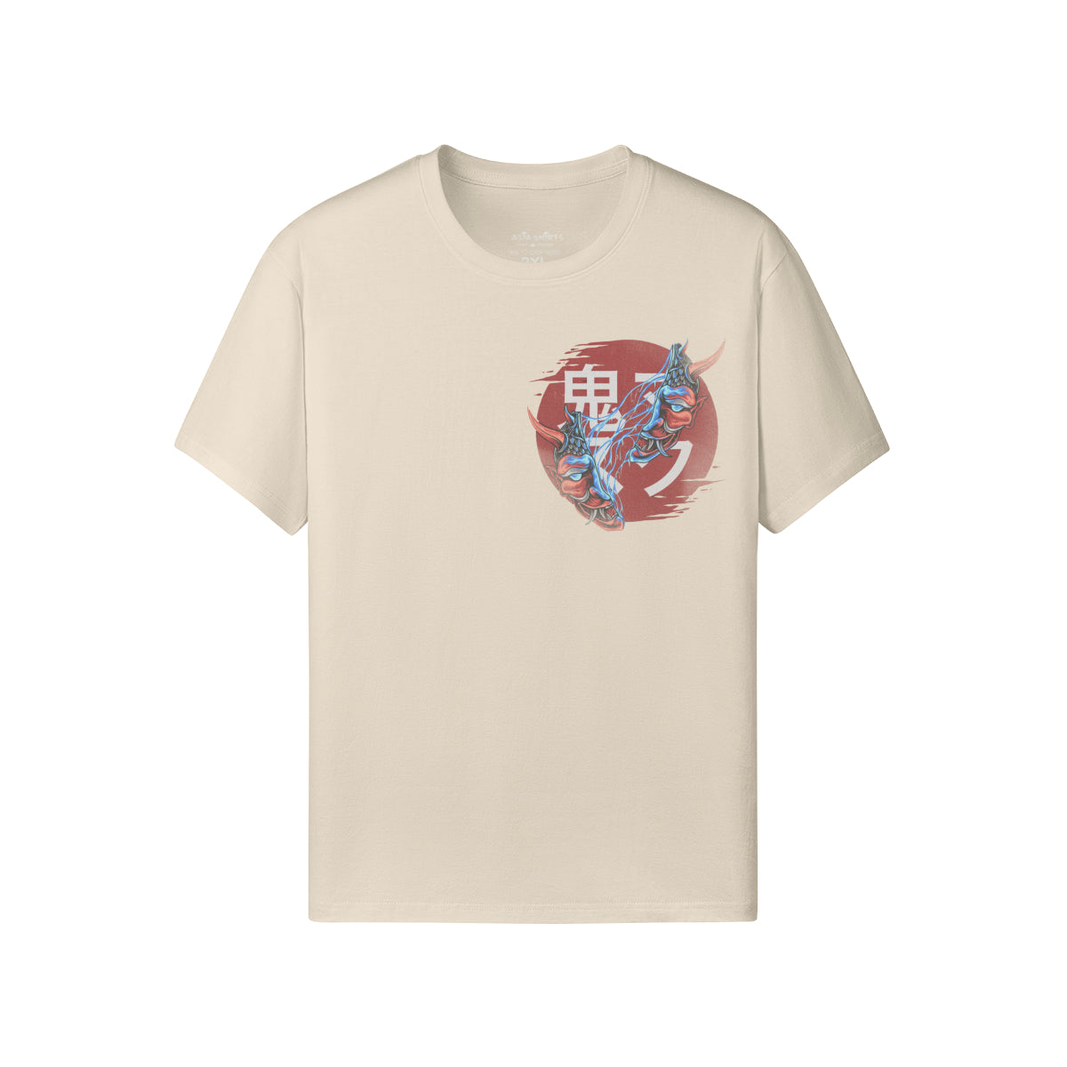 Print T-Shirt Oni Mask Vorder Rückseite Design-ASIA-Shirts