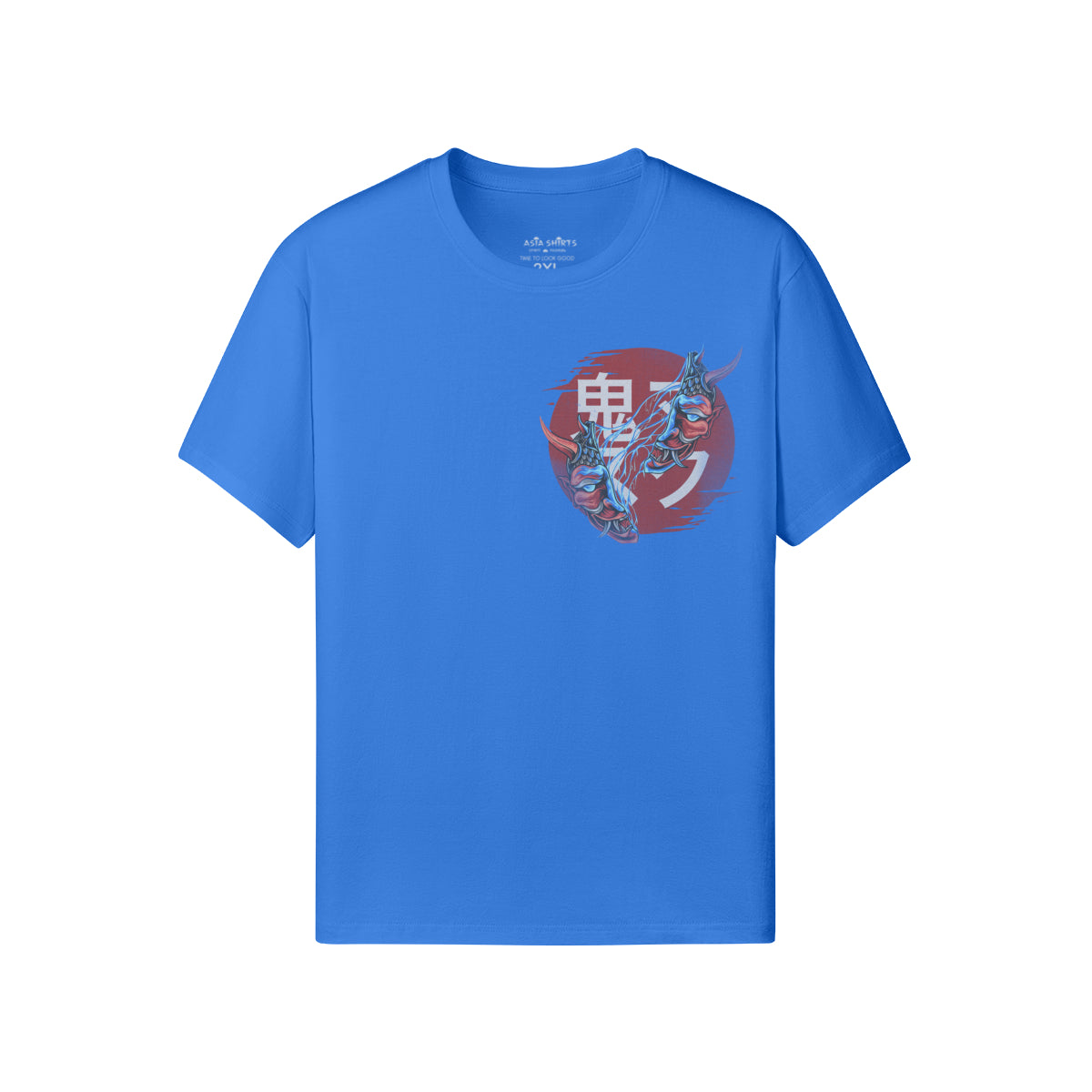 Print T-Shirt Oni Mask Vorder Rückseite Design-ASIA-Shirts