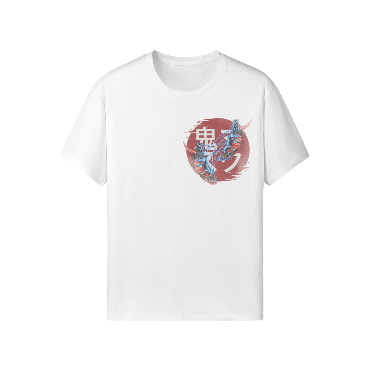 Print T-Shirt Oni Mask Vorder Rückseite Design-ASIA-Shirts