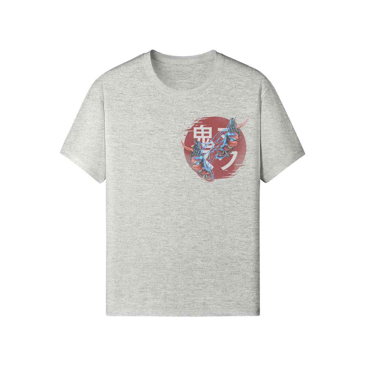 Print T-Shirt Oni Mask Vorder Rückseite Design-ASIA-Shirts
