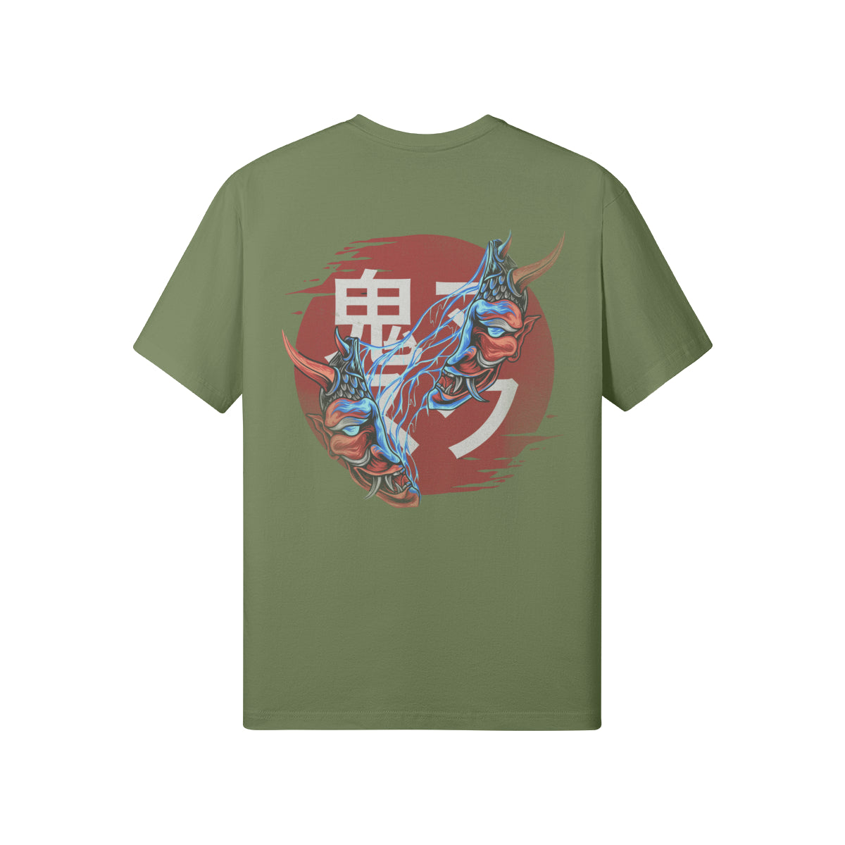 Print T-Shirt Oni Mask Vorder Rückseite Design-ASIA-Shirts