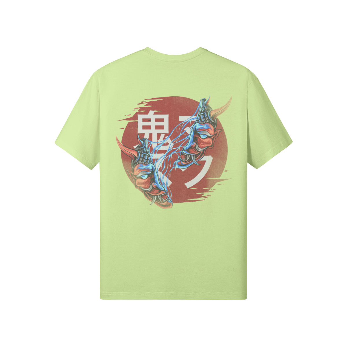 Print T-Shirt Oni Mask Vorder Rückseite Design-ASIA-Shirts