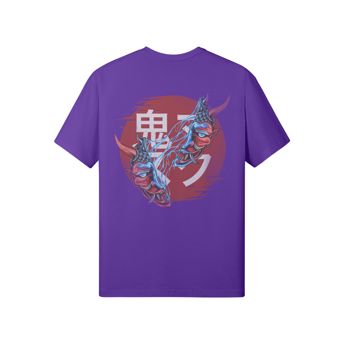 Print T-Shirt Oni Mask Vorder Rückseite Design-ASIA-Shirts