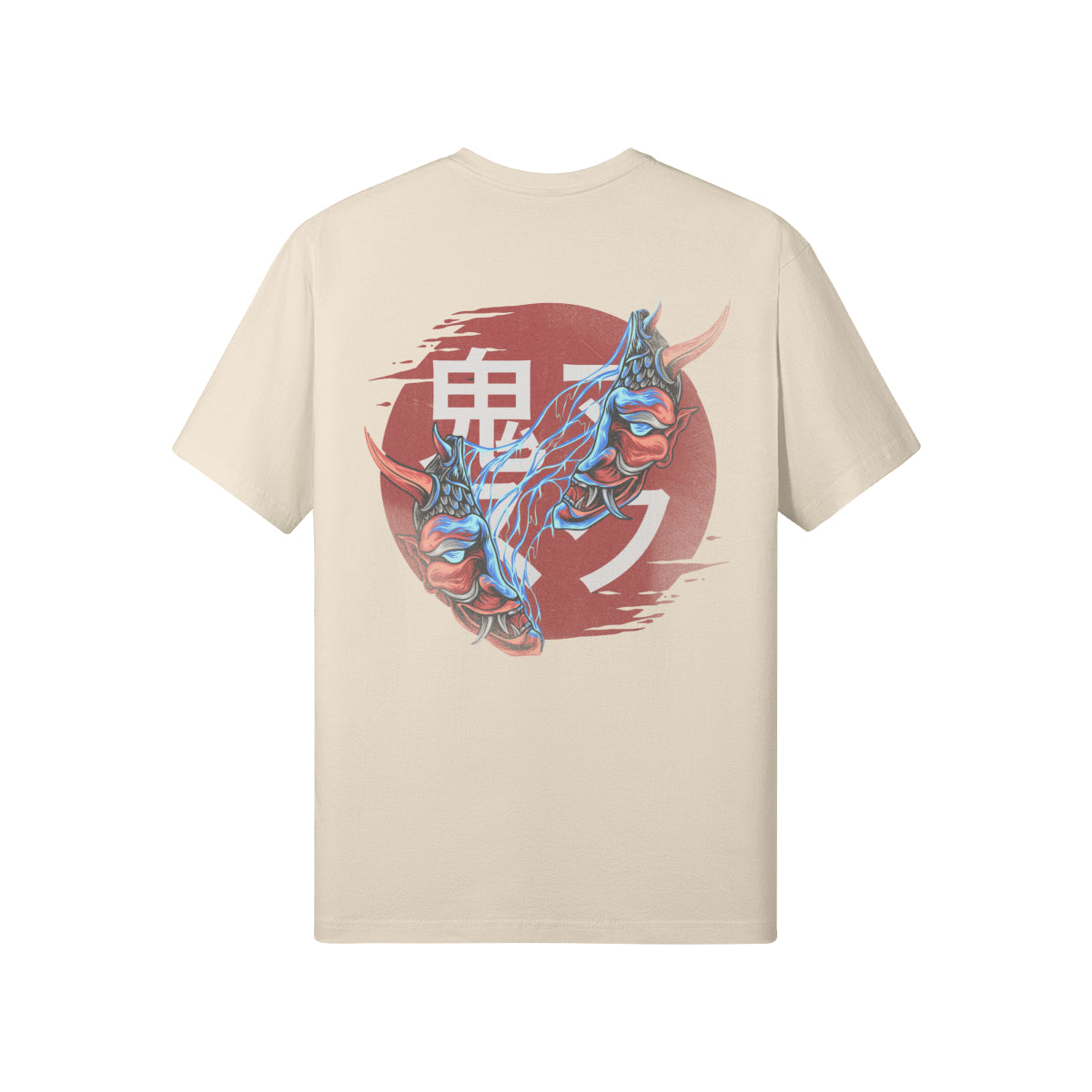 Print T-Shirt Oni Mask Vorder Rückseite Design-ASIA-Shirts