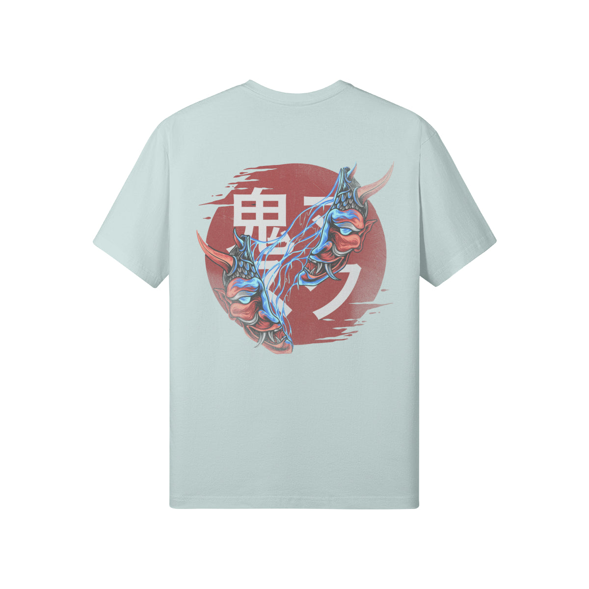 Print T-Shirt Oni Mask Vorder Rückseite Design-ASIA-Shirts