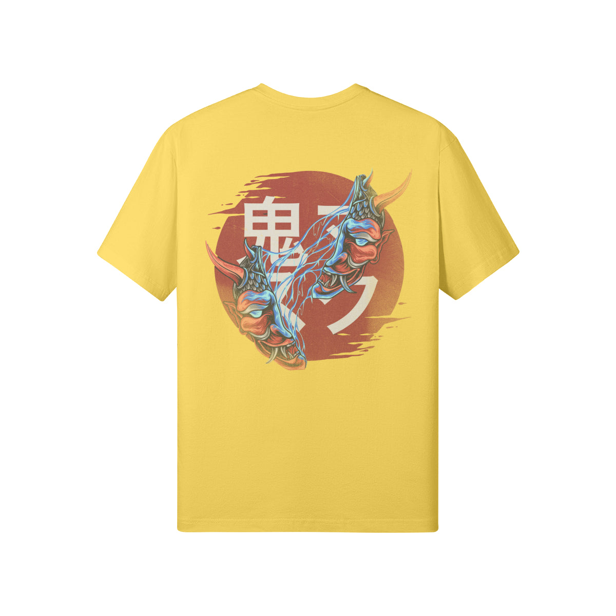 Print T-Shirt Oni Mask Vorder Rückseite Design-ASIA-Shirts