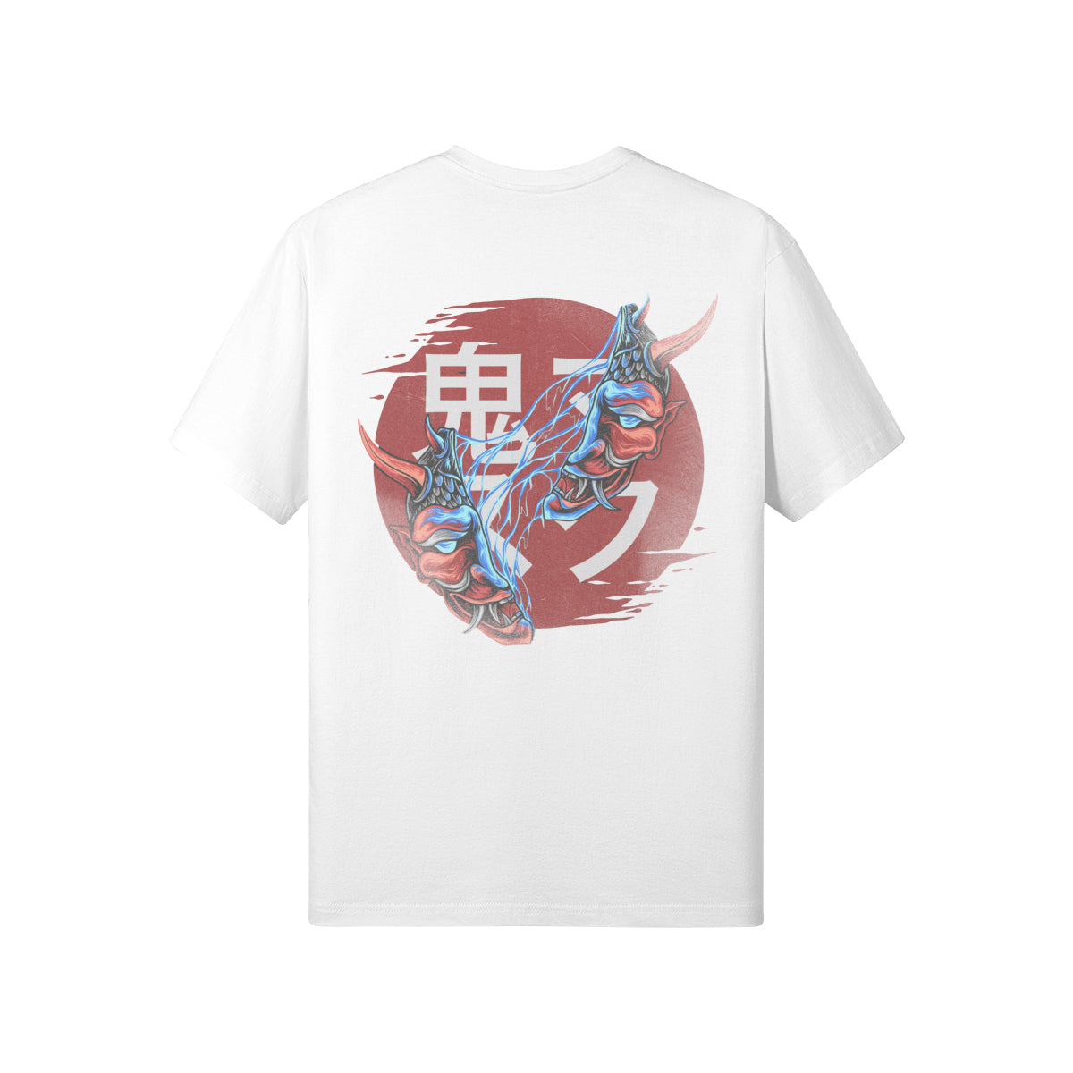 Print T-Shirt Oni Mask Vorder Rückseite Design-ASIA-Shirts