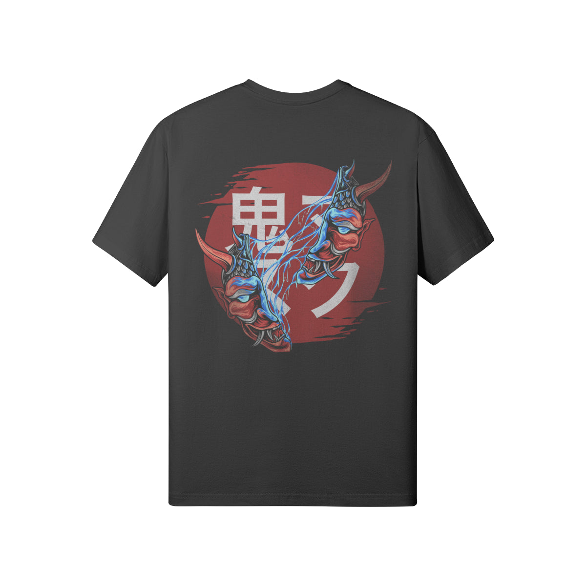 Print T-Shirt Oni Mask Vorder Rückseite Design-ASIA-Shirts