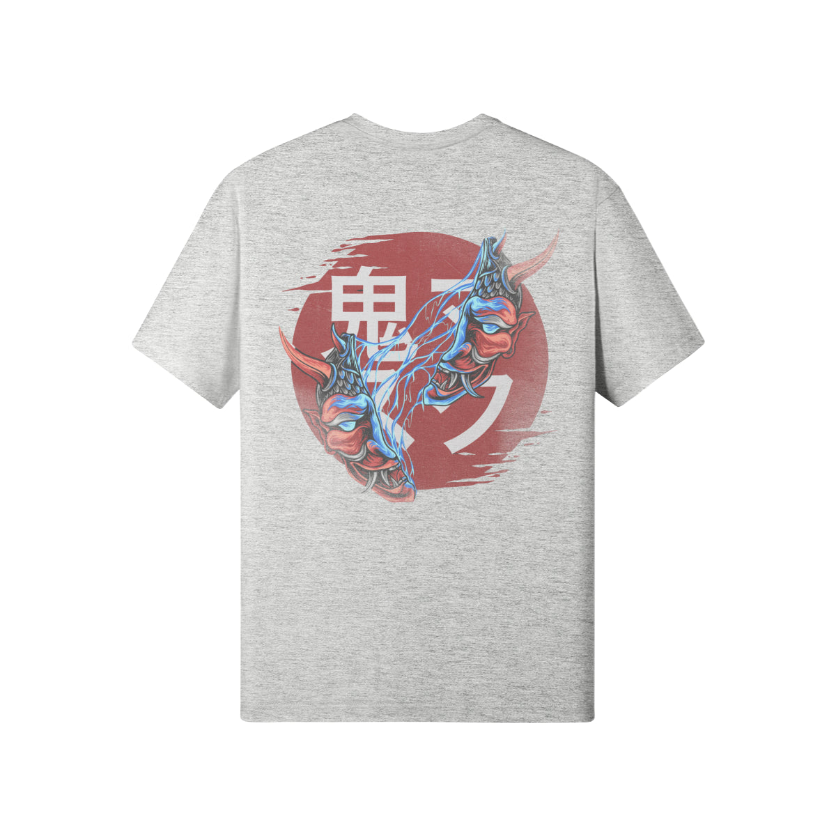 Print T-Shirt Oni Mask Vorder Rückseite Design-ASIA-Shirts