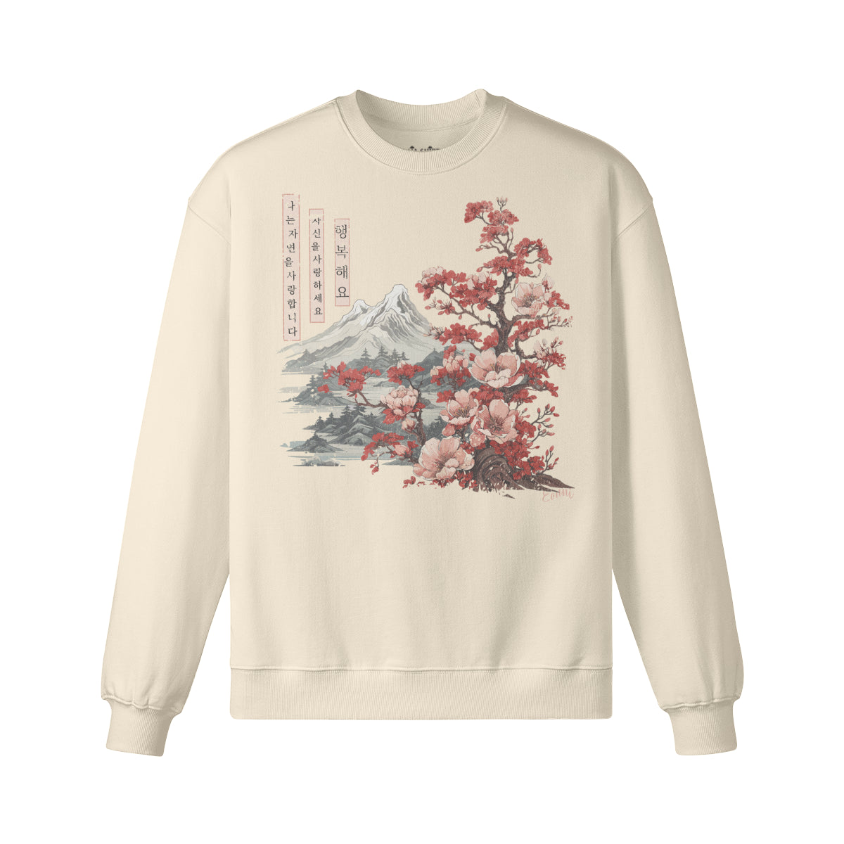Heavyweight Oversized Sweatshirt - Sakura Blossom Japan Art-ASIA-Shirts