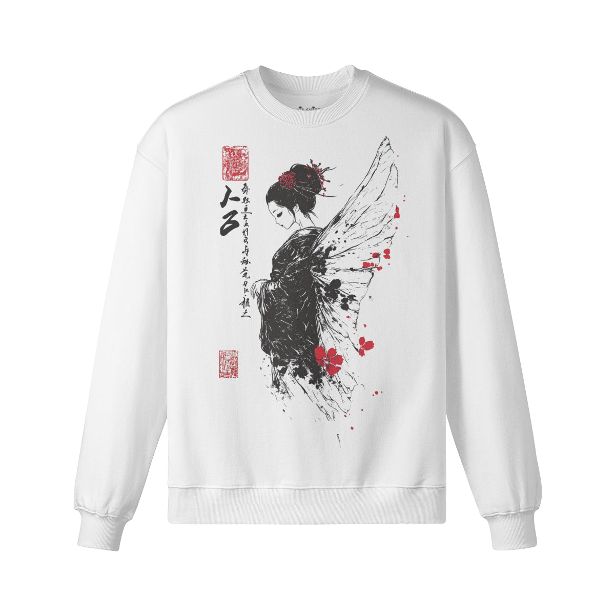 Heavyweight Oversized Sweatshirt - Geisha Japan Art Graphic-ASIA-Shirts