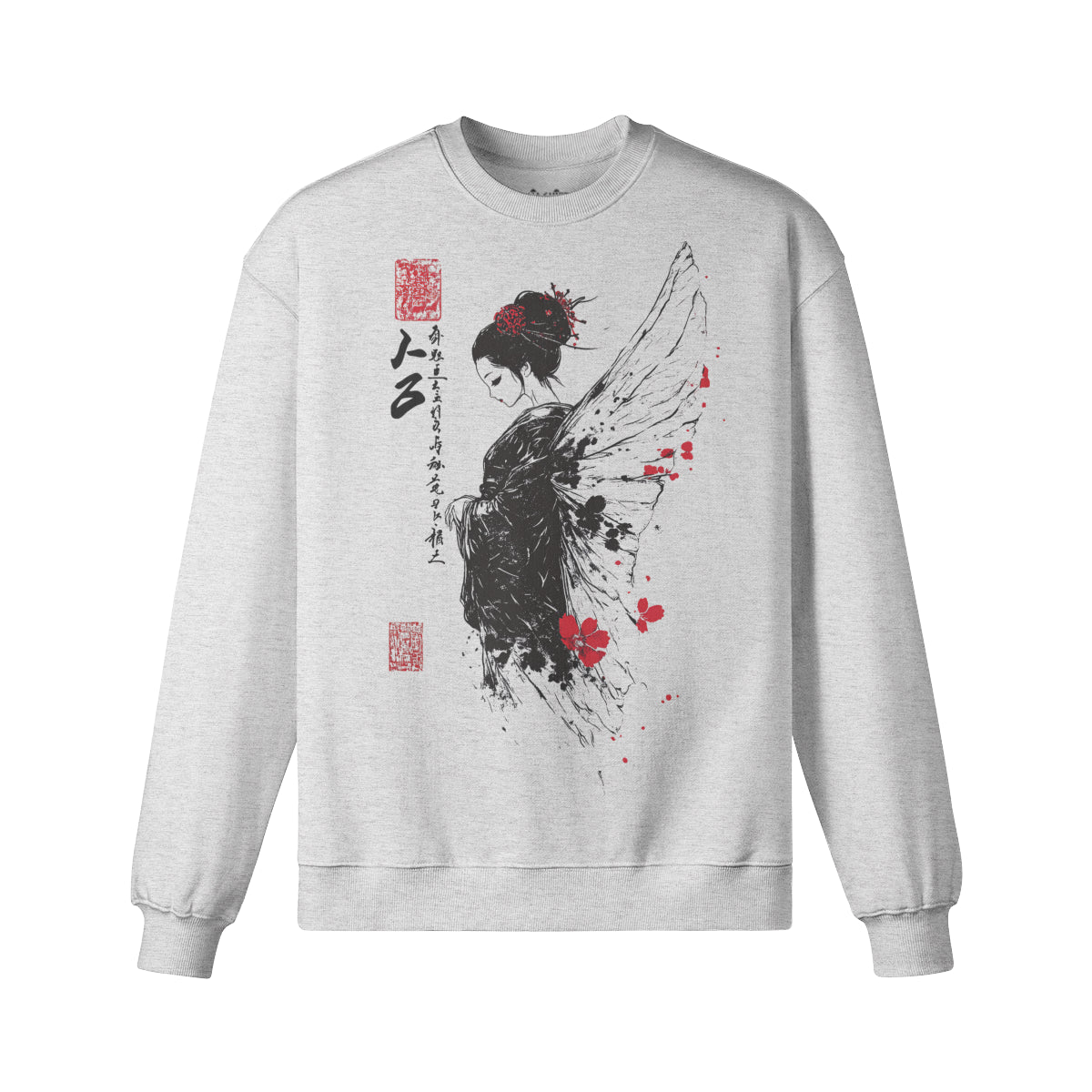 Heavyweight Oversized Sweatshirt - Geisha Japan Art Graphic-ASIA-Shirts