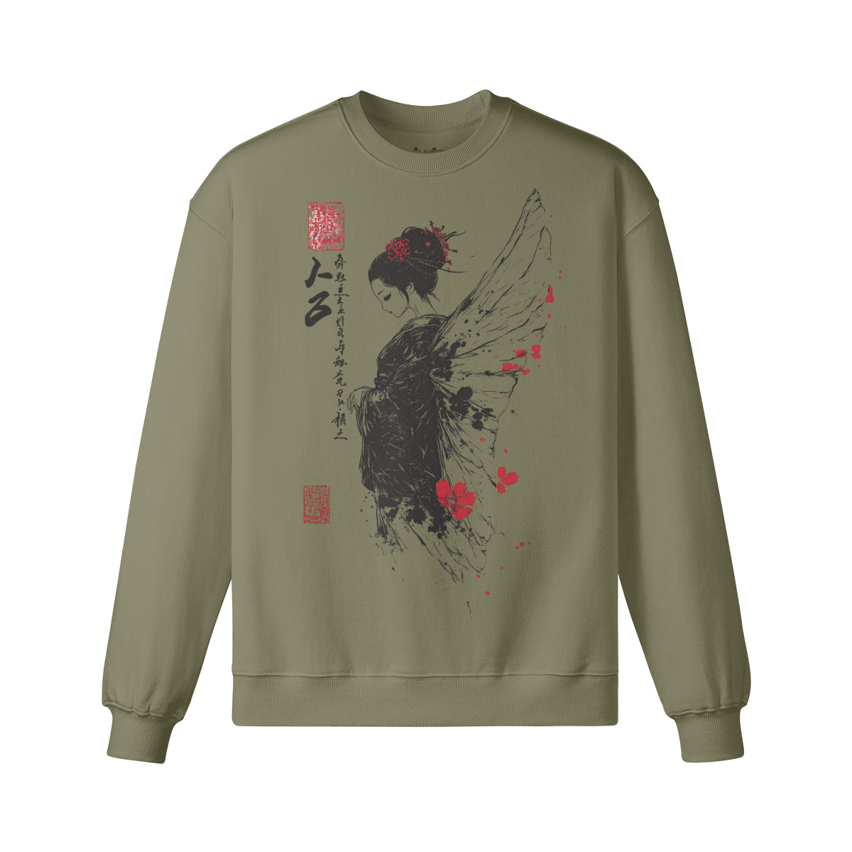 Heavyweight Oversized Sweatshirt - Geisha Japan Art Graphic-ASIA-Shirts