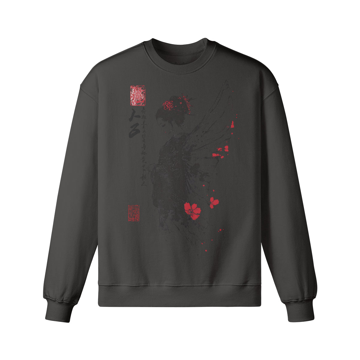 Heavyweight Oversized Sweatshirt - Geisha Japan Art Graphic-ASIA-Shirts