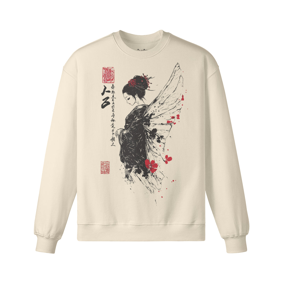 Heavyweight Oversized Sweatshirt - Geisha Japan Art Graphic-ASIA-Shirts