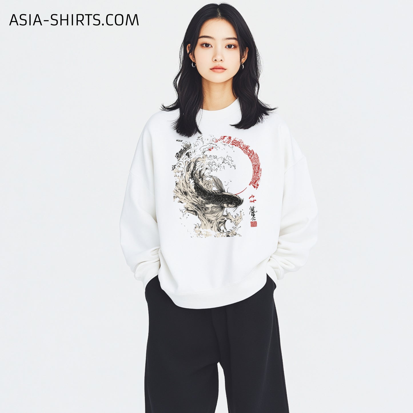 Sweatshirt Heavy Oversized - Print Koi Japan Art-ASIA-Shirts