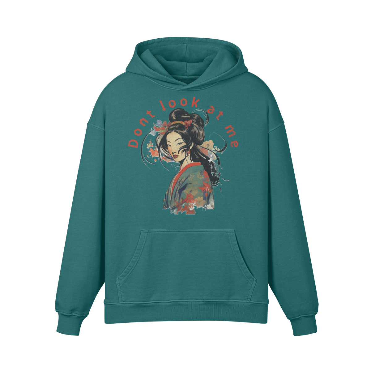 Premium Hoodie washed out look "Geisha" print - ASIA-Shirts