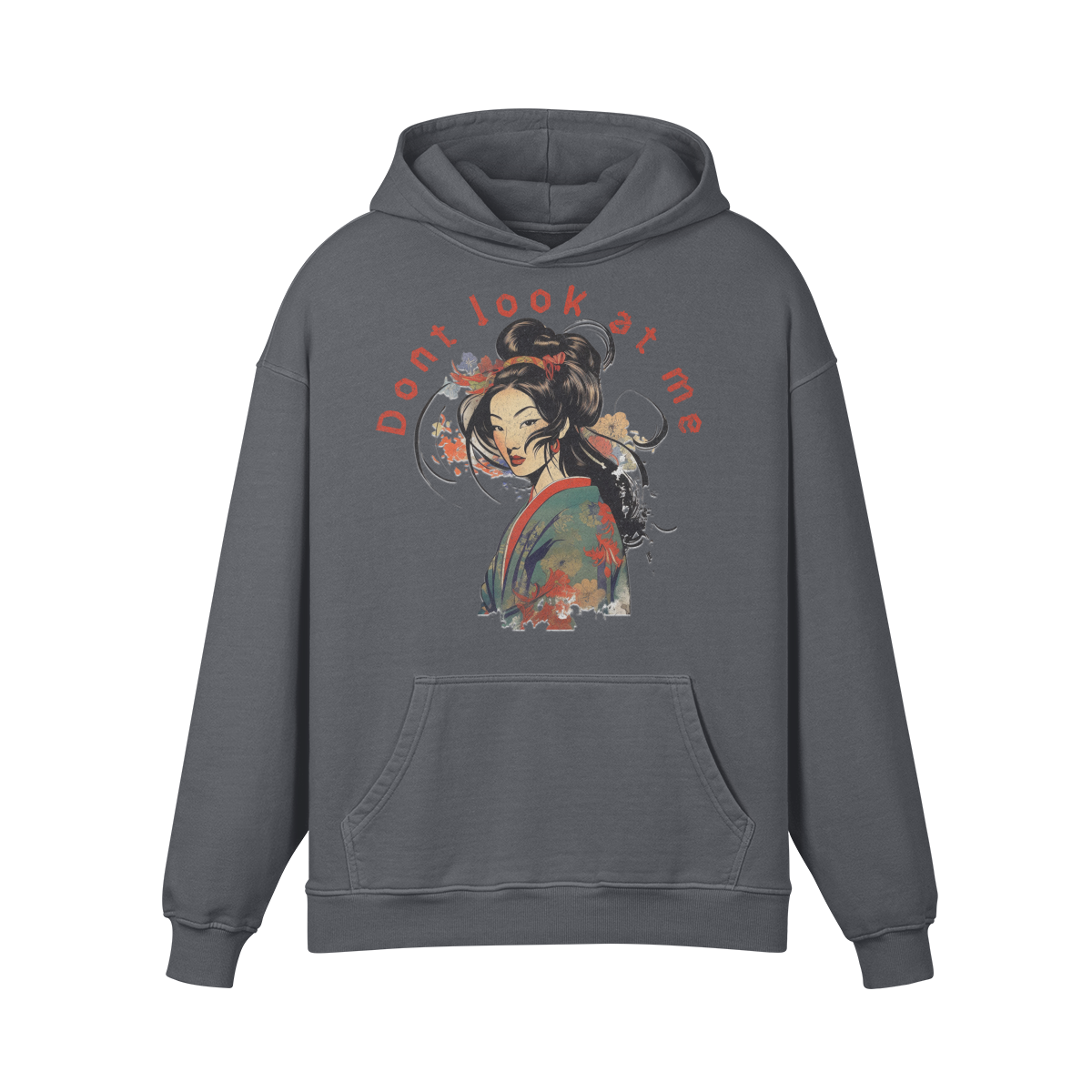 Premium Hoodie washed out look "Geisha" print - ASIA-Shirts